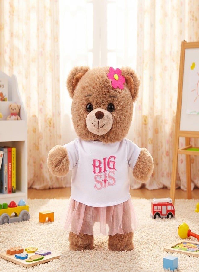 Civaner Big Sister Gifts for Girls 9.8" Bear Stuffed Animal with Removable White T-Shirt Pink Skirt Big Sister Plush Bear to Celebrate Girl Promoted to Sis Newborn Siblings Baby Shower Birthday Gift - Image 3